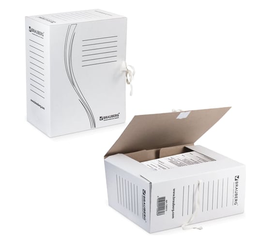 Изображение товара Архивная папка с завязками, 150 мм, до 1400 листов, плотная, белая BRAUBERG 126513