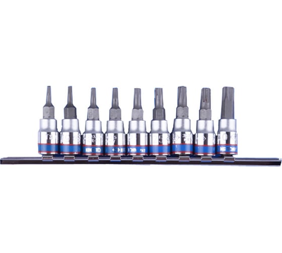 Изображение товара Набор торцевых насадок 1/4", TORX с отверстием, Т8-Т40 мм, L = 37 мм, 9 предметов KING TONY 2119PR