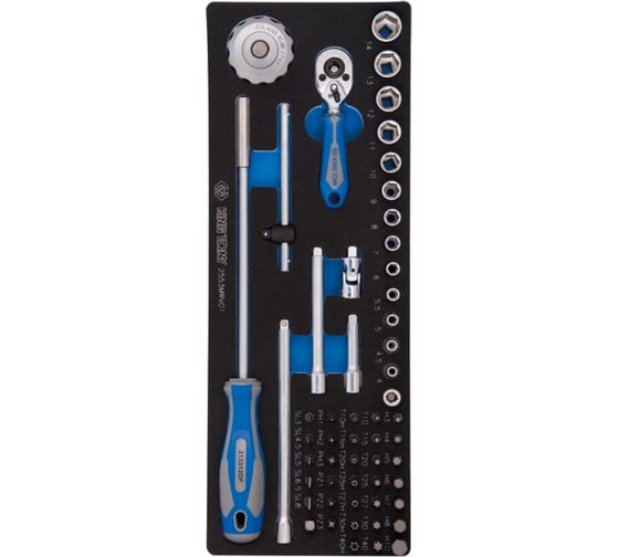 Изображение товара Набор шестигранных торцевых головок с принадлежностями KING TONY 1/4" 4-14 мм, 55 предметов 2553MRV01