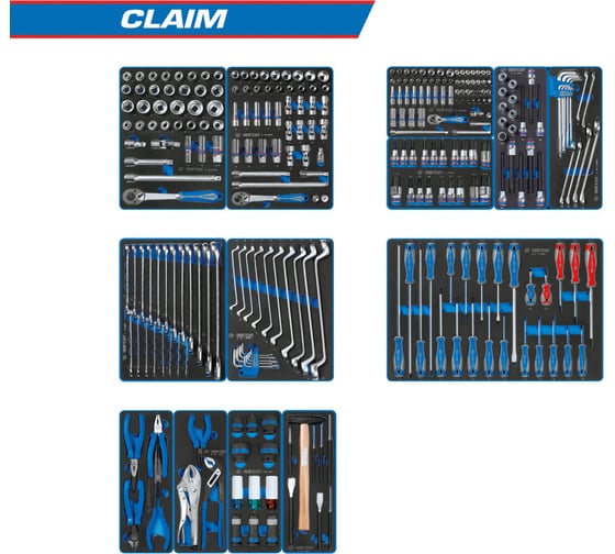 Изображение товара Набор инструментов для тележки KING TONY CLAIM 13 ложементов 286 предметов 934-286MRVD