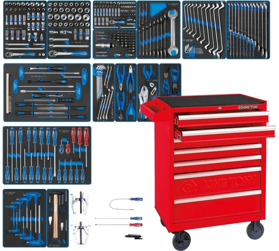 Изображение товара Набор инструментов KING TONY "BOARD" в красной тележке, 325 предметов 934-325MRV