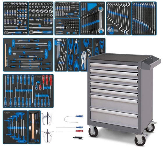 Изображение товара Набор инструментов KING TONY "BOARD" в серой тележке, 325 предметов 934-325AMG