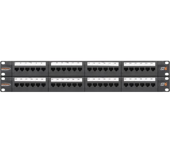 Изображение товара Коммутационная панель NIKOMAX 19, 2U, неэкранированная, с органайзерами, черная NMC-RP48UE2-2U-BK