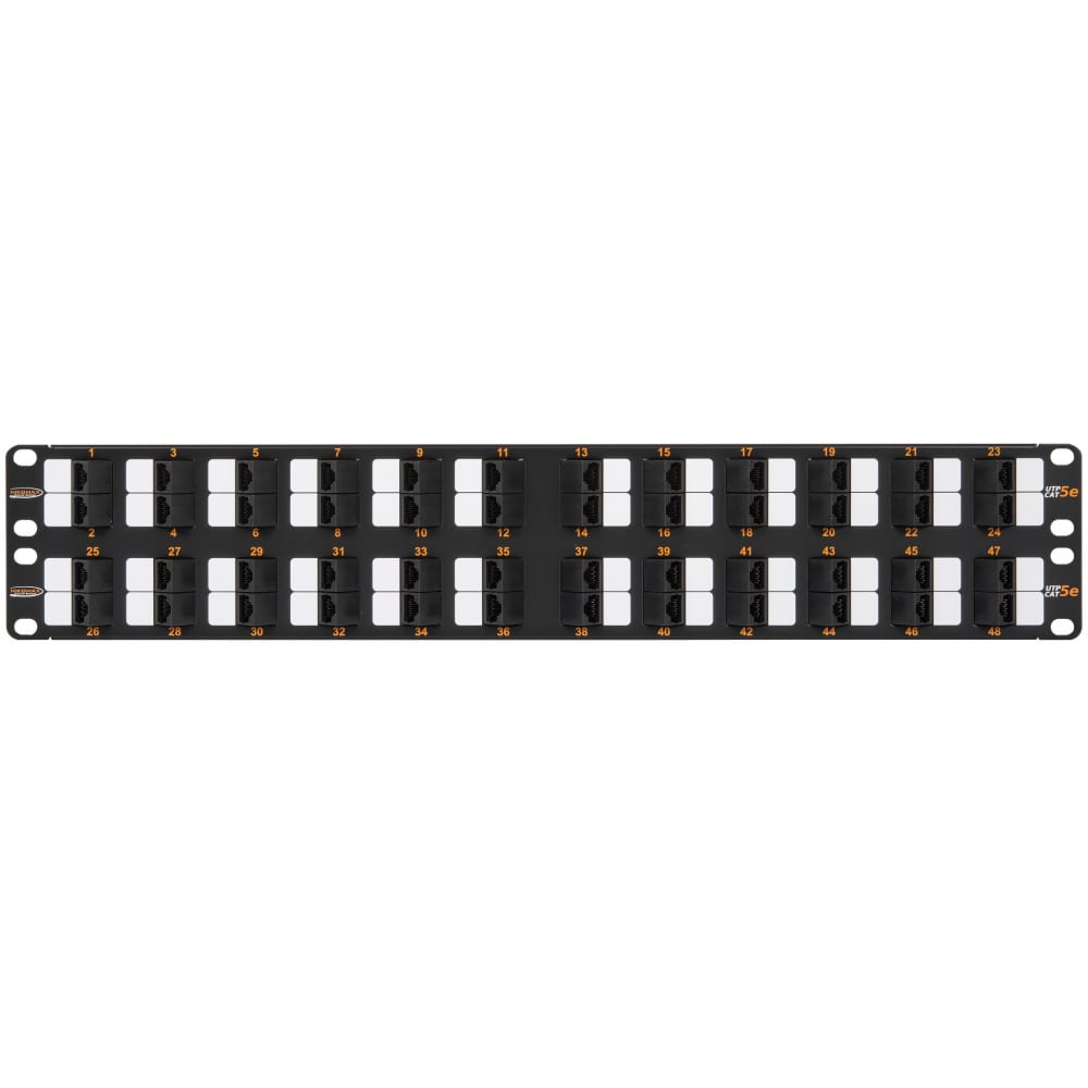фото Коммутационная панель nikomax 19, 2u, неэкранированная, с органайзером, черная nmc-rp48ud2-an-2u-bk