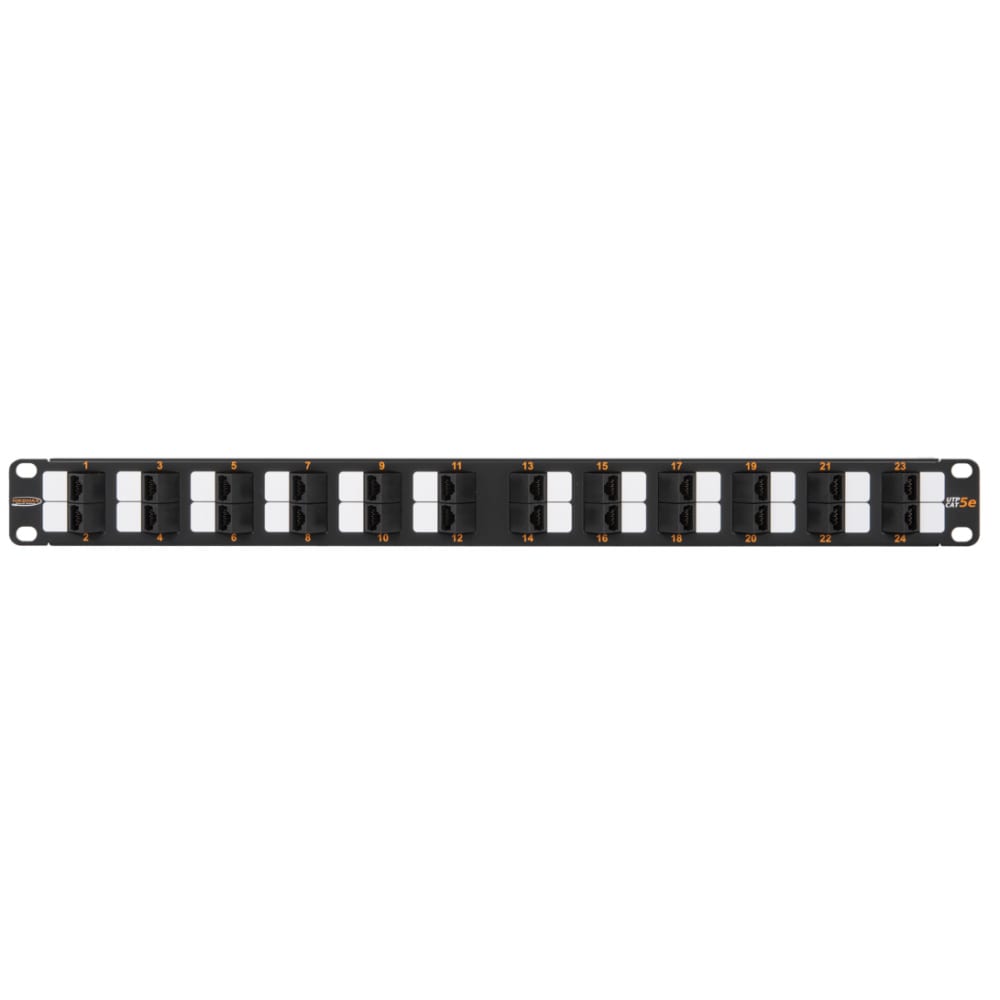 фото Коммутационная панель nikomax 19, 1u, неэкранированная, с органайзером, черная nmc-rp24ud2-an-1u-bk