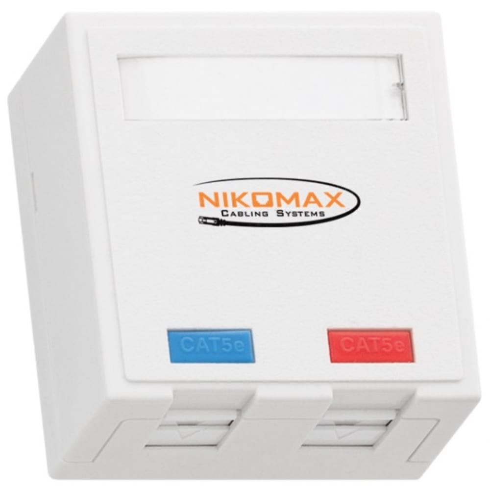 фото Настенная розетка nikomax 2 порта, со шторками, белая nmc-wo2ud2-ft-st-wt