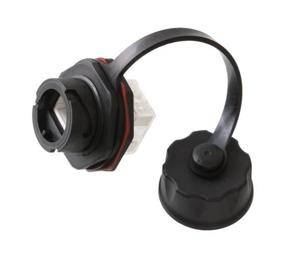 Изображение товара Индустриальный модуль-вставка Кс защитной крышкой, черный NIKOMAX NMC-KJUE2-IS-BK