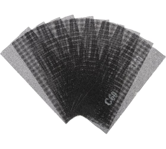 Изображение товара Сетка абразивная водостойкая, корунд, 115x280 мм, Р60, 10 шт ТУНДРА 1300829