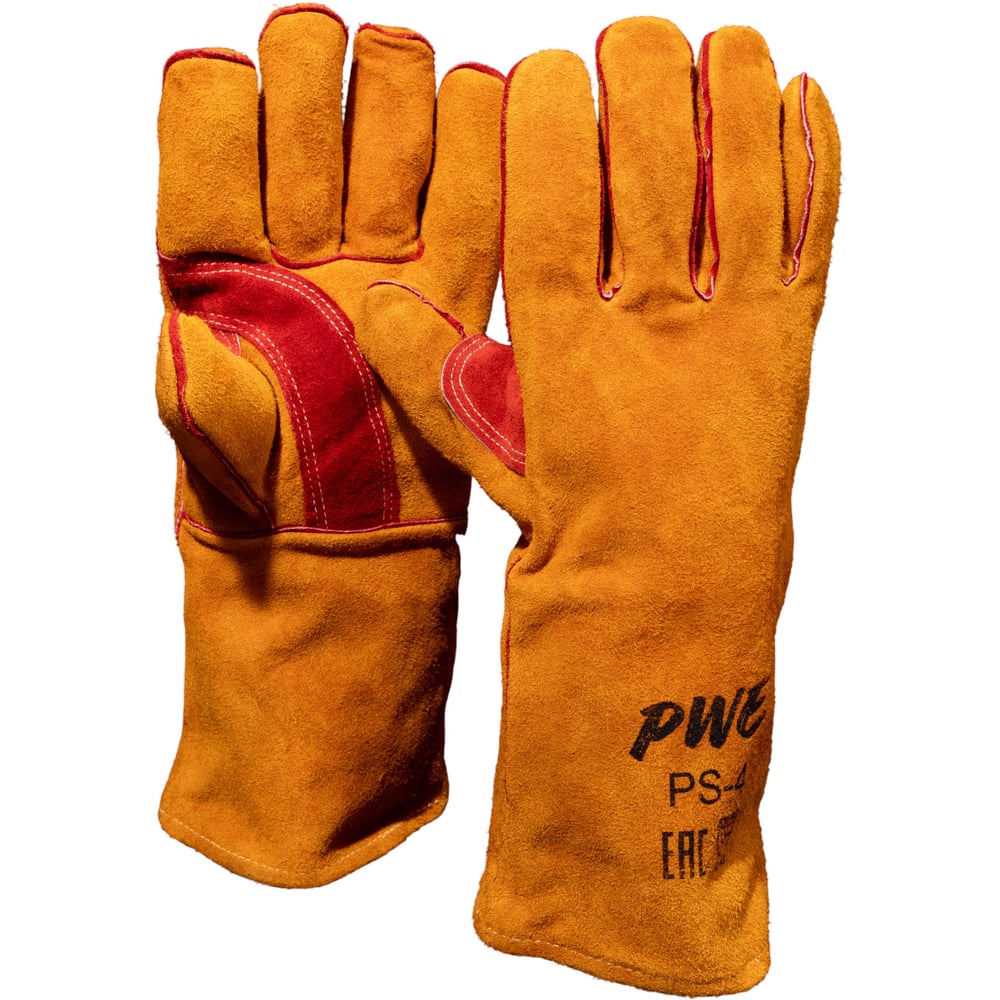 Изображение товара Спилковые пятипалые сварочные краги PLAZWELD желтые P-S4 утепленные