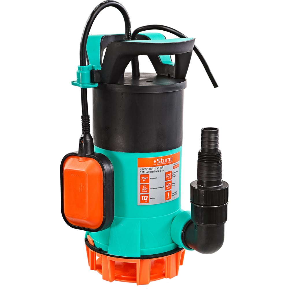 Изображение товара Погружной дренажный насос Sturm WP9790PVU 750 Вт 300 л/мин IPX8