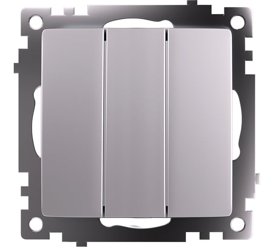 Изображение товара 3-клавишный выключатель (механизм) STEKKER gls10-7108-03, 250v, 10а, серия катрин, серебро, 49173