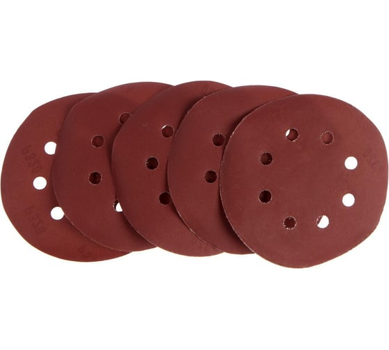 Изображение товара Круг абразивный шлифовальный под липучку перфорированный, 150 мм, Р320, 5 шт ТУНДРА 5354674