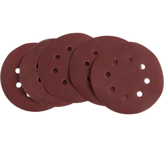 Изображение товара Круг абразивный шлифовальный под липучку перфорированный, 150 мм, Р240, 5 шт ТУНДРА 5354672