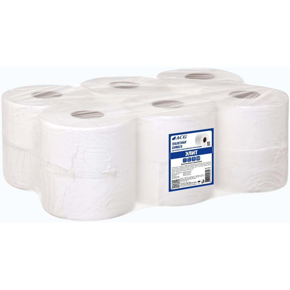Изображение товара Туалетная бумага ACG Элит, 12 рулонов по 200 м, целлюлоза, перфорация