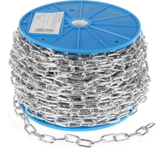 Изображение товара Цепь короткозвенная ТУНДРА krep DIN766, диаметр 4 мм, сварная, оцинкованная, 50 м 2579451