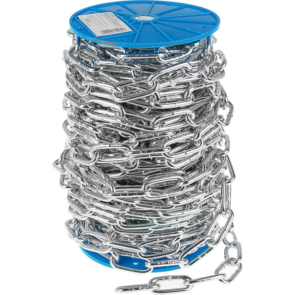 Изображение товара Цепь грузоподъемная ТУНДРА krep DIN763 8 мм 30 м сварная оцинкованная