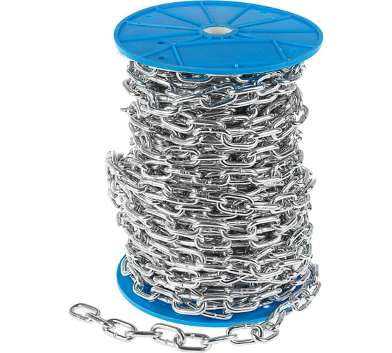 Изображение товара Цепь короткозвенная ТУНДРА krep DIN766, диаметр 6 мм, сварная, оцинкованная, 30 м 2579453