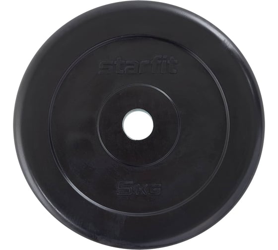 Изображение товара Обрезиненный диск Starfit BB-202 5 кг, d=26 мм, стальная втулка, черный УТ-00018806
