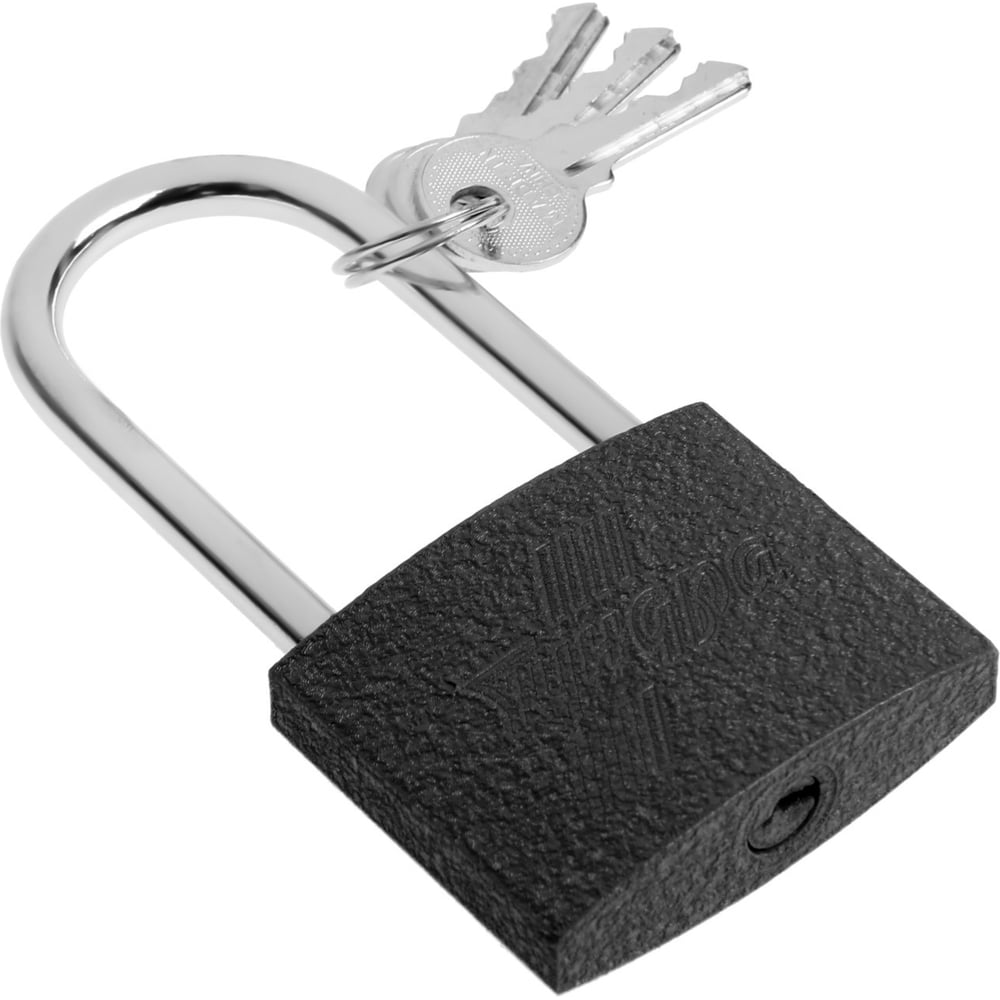 Изображение товара Навесной замок ТУНДРА основание 57 мм длинная дужка 3 ключа для уличных помещений