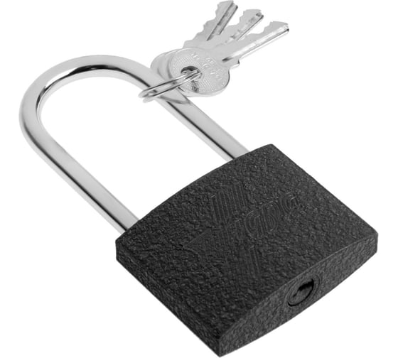 Изображение товара Навесной замок ТУНДРА основание 57 мм, длинная дужка, 3 ключа, подвес 9284054