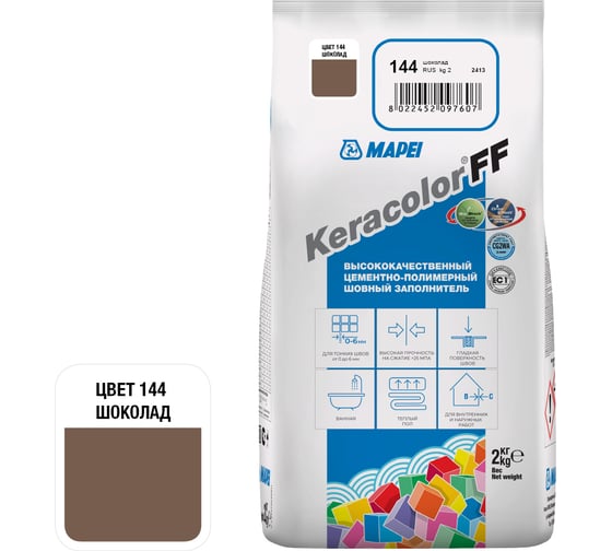 Изображение товара Затирка MAPEI KERACOLOR FF № 144, 2 кг, шоколад 5QA014402A