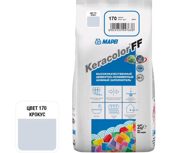 Изображение товара Затирка MAPEI KERACOLOR FF № 170, 2 кг, крокус 5QA017002A