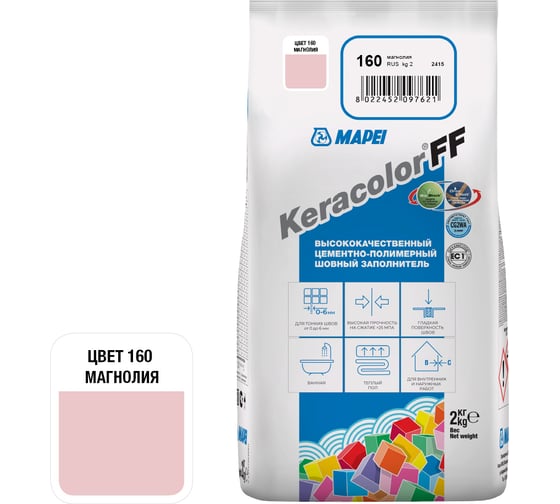 Изображение товара Затирка MAPEI KERACOLOR FF № 160, 2 кг, магнолия 5QA016002A