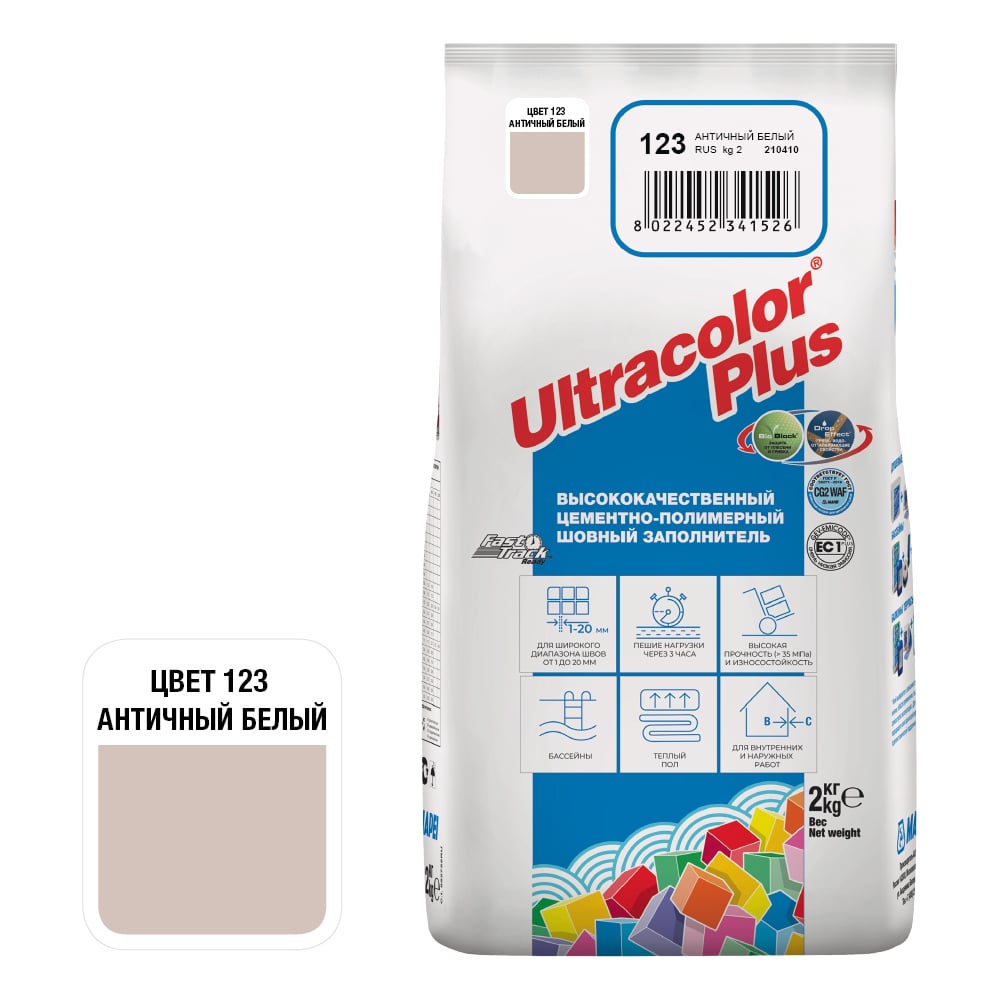 Изображение товара Затирка MAPEI ULTRACOLOR PLUS античный белый, 2 кг