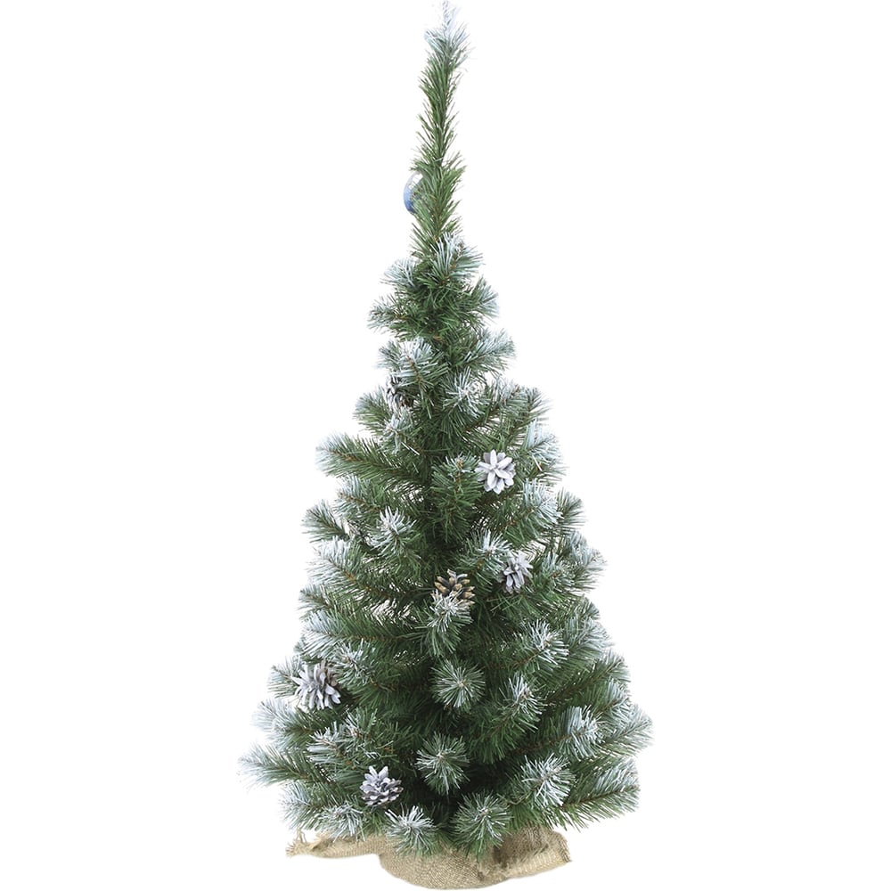 Изображение товара Ёлка искусственная MOROZCO Амурская зеленая заснеженная 0.9 м с шишками