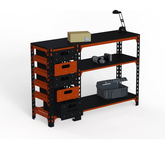 Изображение товара Стол-верстак ООО Металекс c одной тумбой, 950x1000x400 мм оранжево-чёрный 111163