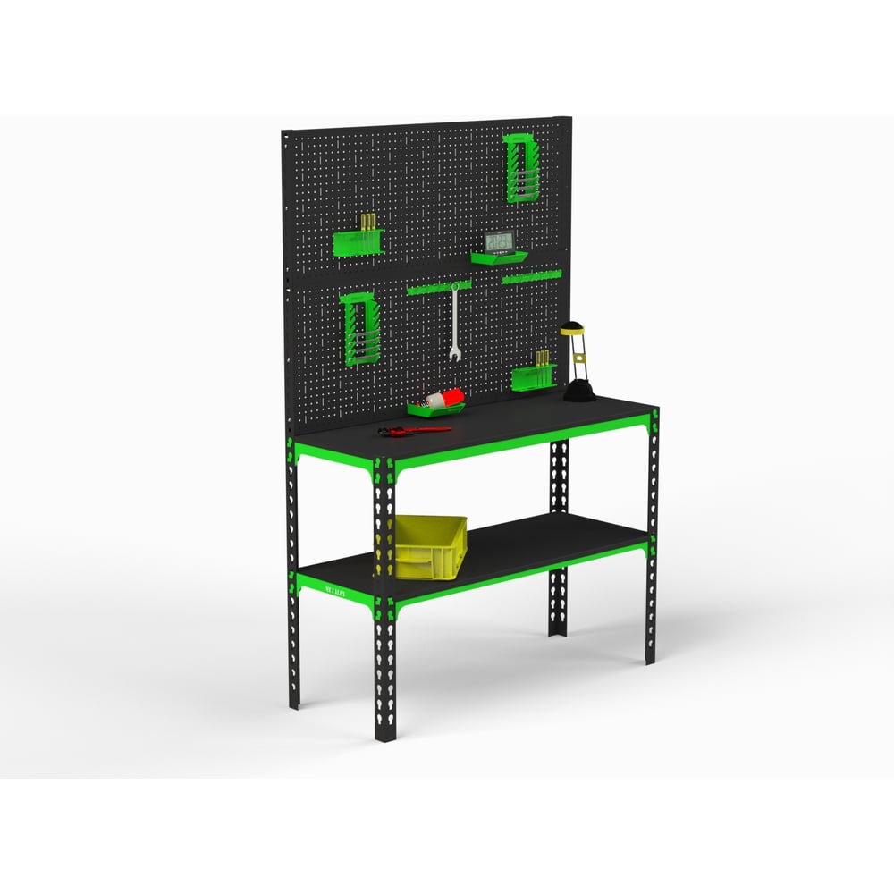 Изображение товара Стол-верстак ООО Металекс 950x1600x400 мм с полкой и перфопанелью