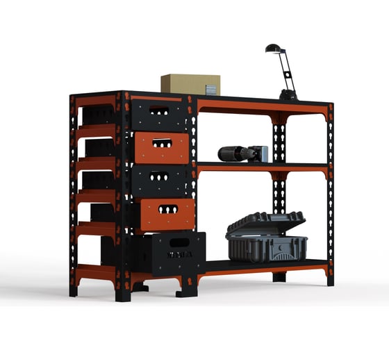 Изображение товара Стол-верстак ООО Металекс c одной тумбой, 950x1000x600 мм оранжево-чёрный 111171