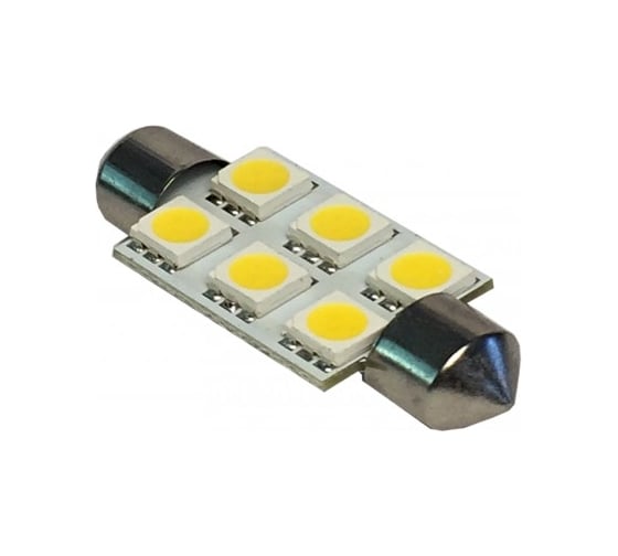 Изображение товара Светодиод Nord-Yada 24 В, T11x36-S8.5 (6SMD size 5050), C5W, теплый белый, 2 шт. в 1 уп. 900464