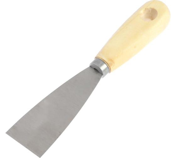 Изображение товара Шпатель ТУНДРА малярный, металлический, деревянная рукоятка, 40 мм 1006522