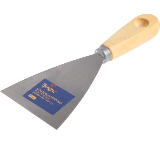 Изображение товара Шпатель ТУНДРА малярный, металлический, деревянная рукоятка, 80 мм 1006525
