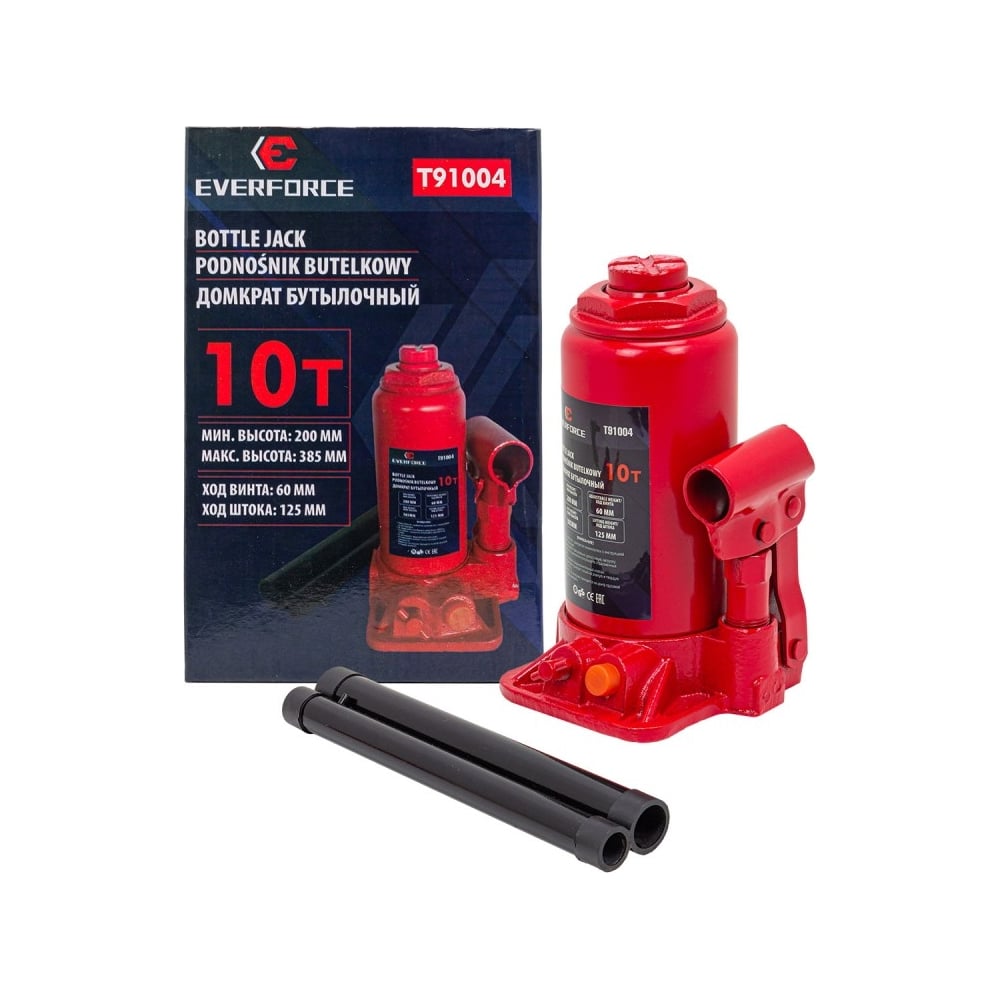 Изображение товара Бутылочный домкрат EVERFORCE 10т EF-T91004 полупрофессиональный гидравлический