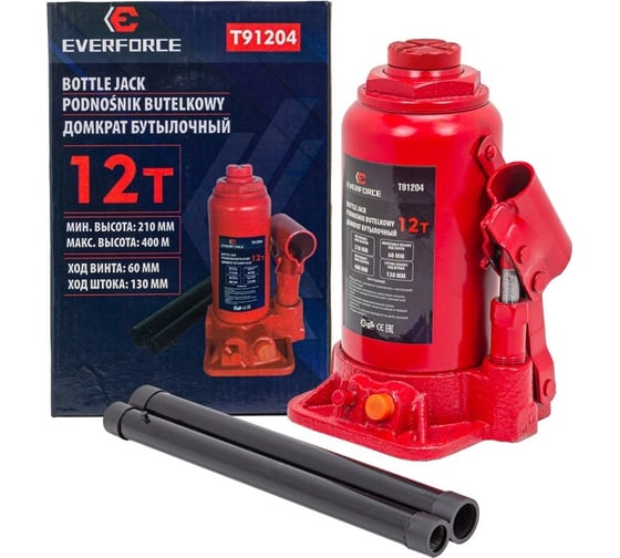 Изображение товара Бутылочный домкрат EVERFORCE 12т EF-T91204(52655)
