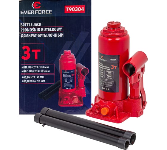 Изображение товара Бутылочный домкрат EVERFORCE 3т EF-T90304(52650)