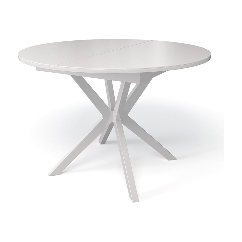 Изображение товара Стол KENNER B1100 раздвижной овальный белый сатин со стеклом и механизмом бабочка