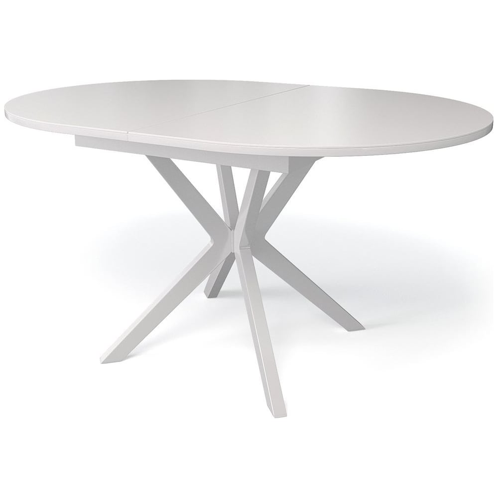 Изображение товара Стол KENNER B1300 белый сатин с стеклом раздвижной овальный