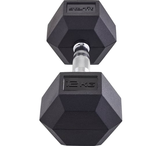 Изображение товара Гексагональная гантель Starfit DB-301 12 кг, обрезиненная, черный УТ-00019792
