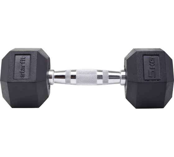 Изображение товара Гексагональная гантель Starfit DB-301 5 кг, обрезиненная, черный УТ-00019786