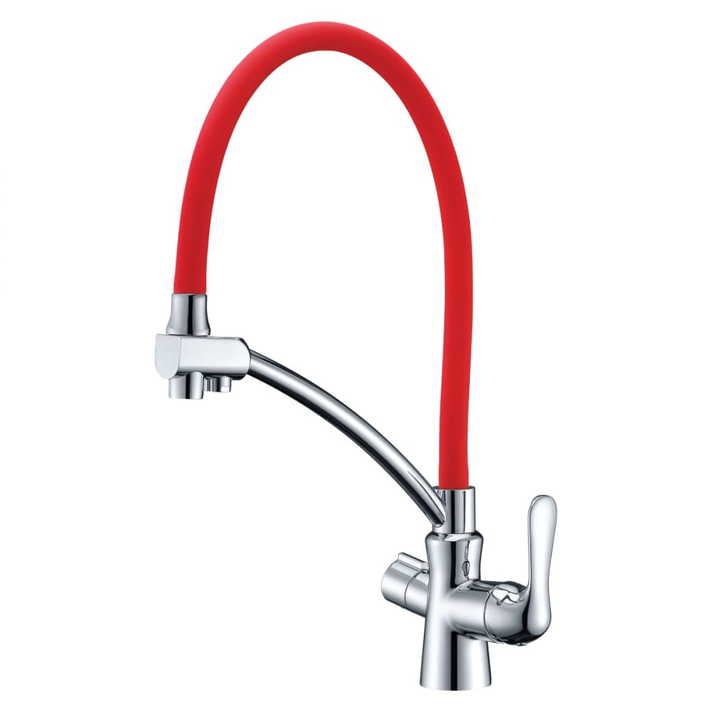 фото Смеситель lemark comfort для кухни с подключением к фильтру с питьевой водой lm3070c-red