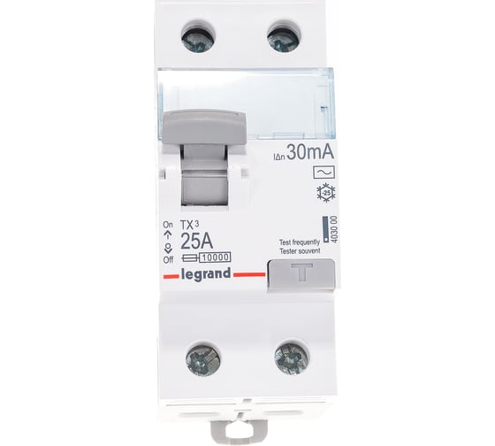 Изображение товара Выключатель Legrand дифференциального тока TX³ 2П 25 А тип AC 30 мА 2 модуля 403000