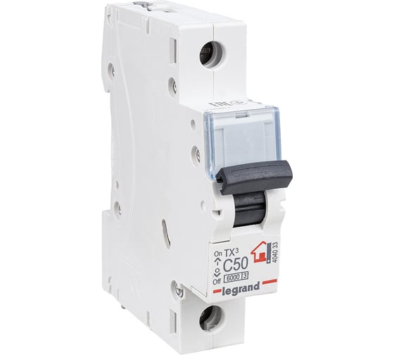 Изображение товара Автоматический выключатель Legrand TX3 C50A 1П 6000 404033