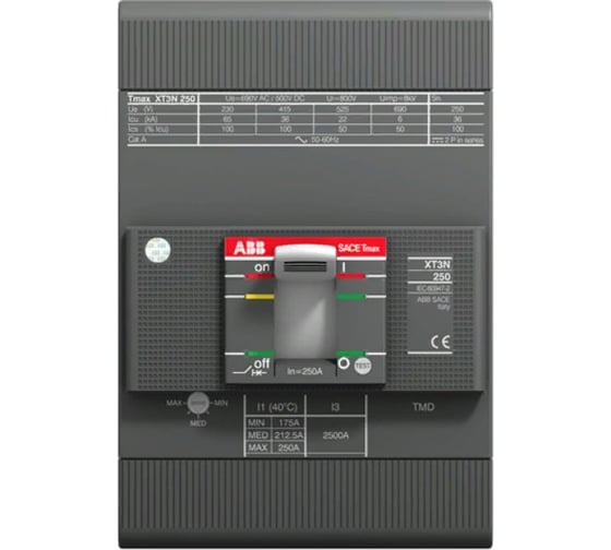 Изображение товара Автоматический выключатель ABB  XT3N 250 TMD250-2500 250A 3p F F 1SDA068059R1