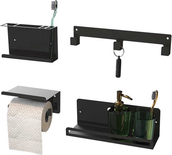 Изображение товара Аксессуары для ванной и душа Граф Держалкин horizon era черный H-набор-Era-ч