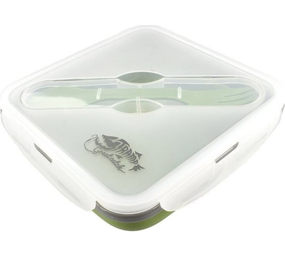 Изображение товара Силиконовый контейнер Tramp с ловилкой, 400 мл, оливковый TRC-1441