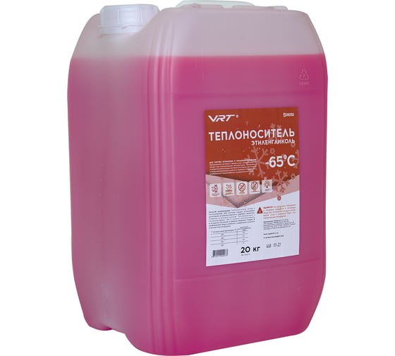 Изображение товара Теплоноситель VRT VR.E.G.20.65 этиленгликоль, -65 град 20 кг розовый 552779
