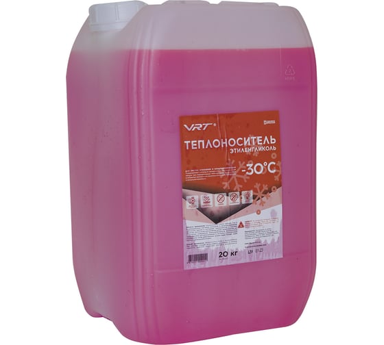 Изображение товара Теплоноситель VRT VR.E.G.20.30 этиленгликоль, -30 град 20 кг розовый 552776